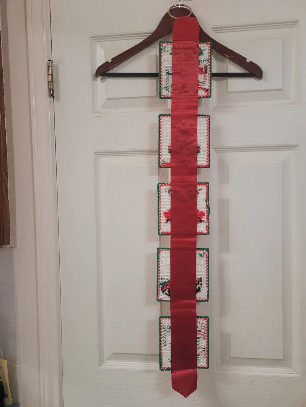 Vintage Holiday Christmas Cross-Stitch Hanging Wall Decor Hademade